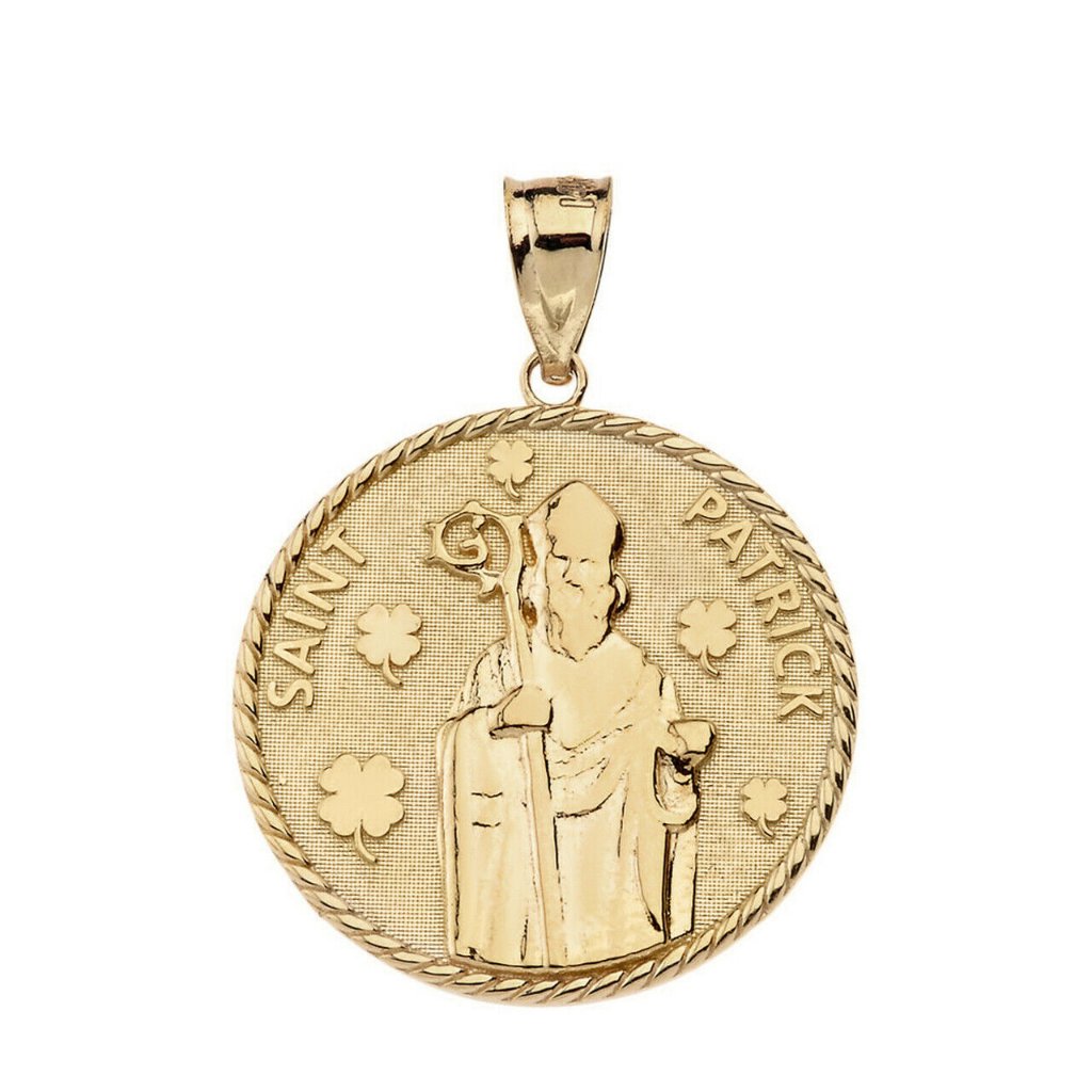 10k Solid Gold St. Saint Patrick Medallio Pendant
